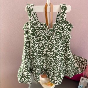 Janie and Jack Green and White Patterned Dress